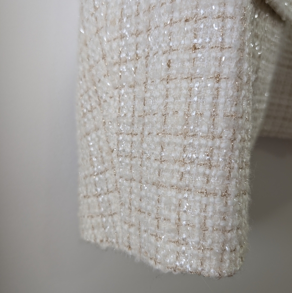 Talbots NWT Cream Gold Metallic Tweed Blazer Plus 18 Old Money Quiet Luxury Coat - Picture 4 of 11
